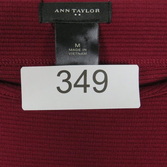 Ann‎ Taylor* Women's 3/4 Sleeve Pullover Crew Neck Blouse Size Medium ~ Burgundy - Picture 4 of 9